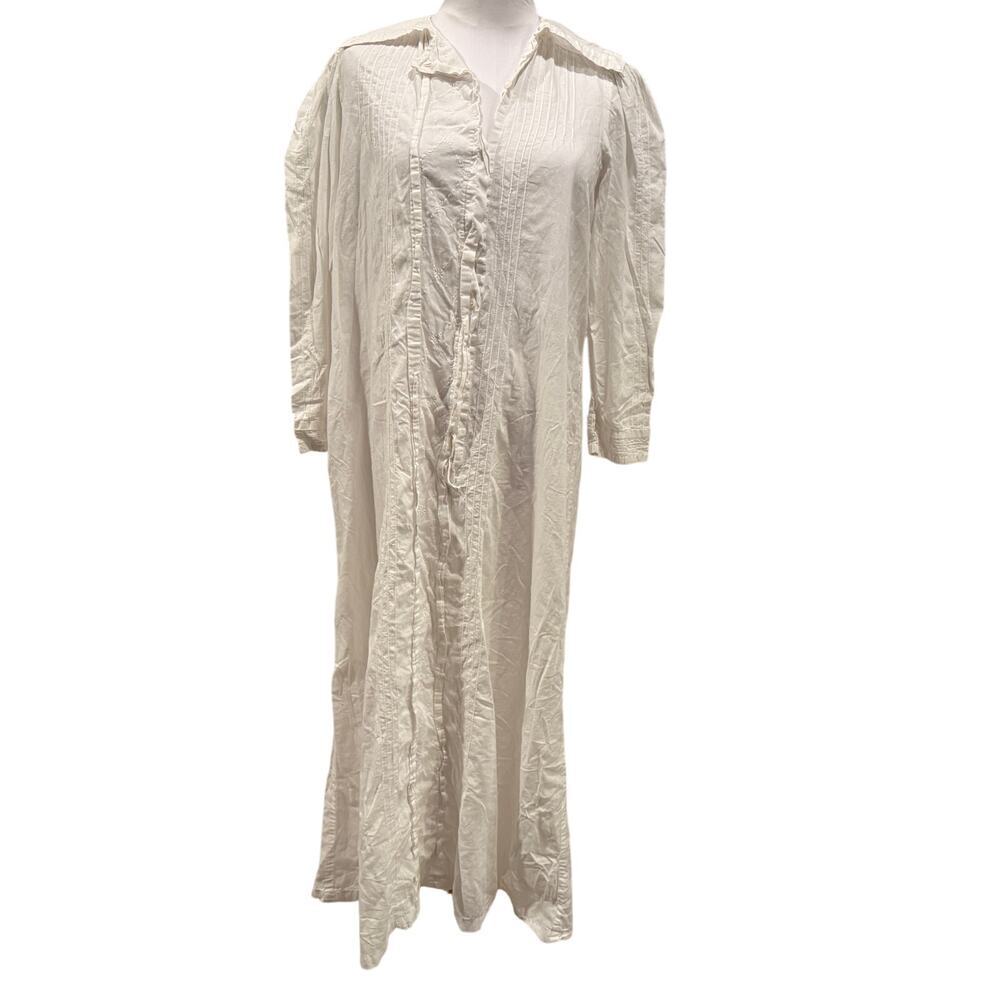 Vintage Saybury White Cotton Pintuck Nightgown Victorian Small Pesant Prairie